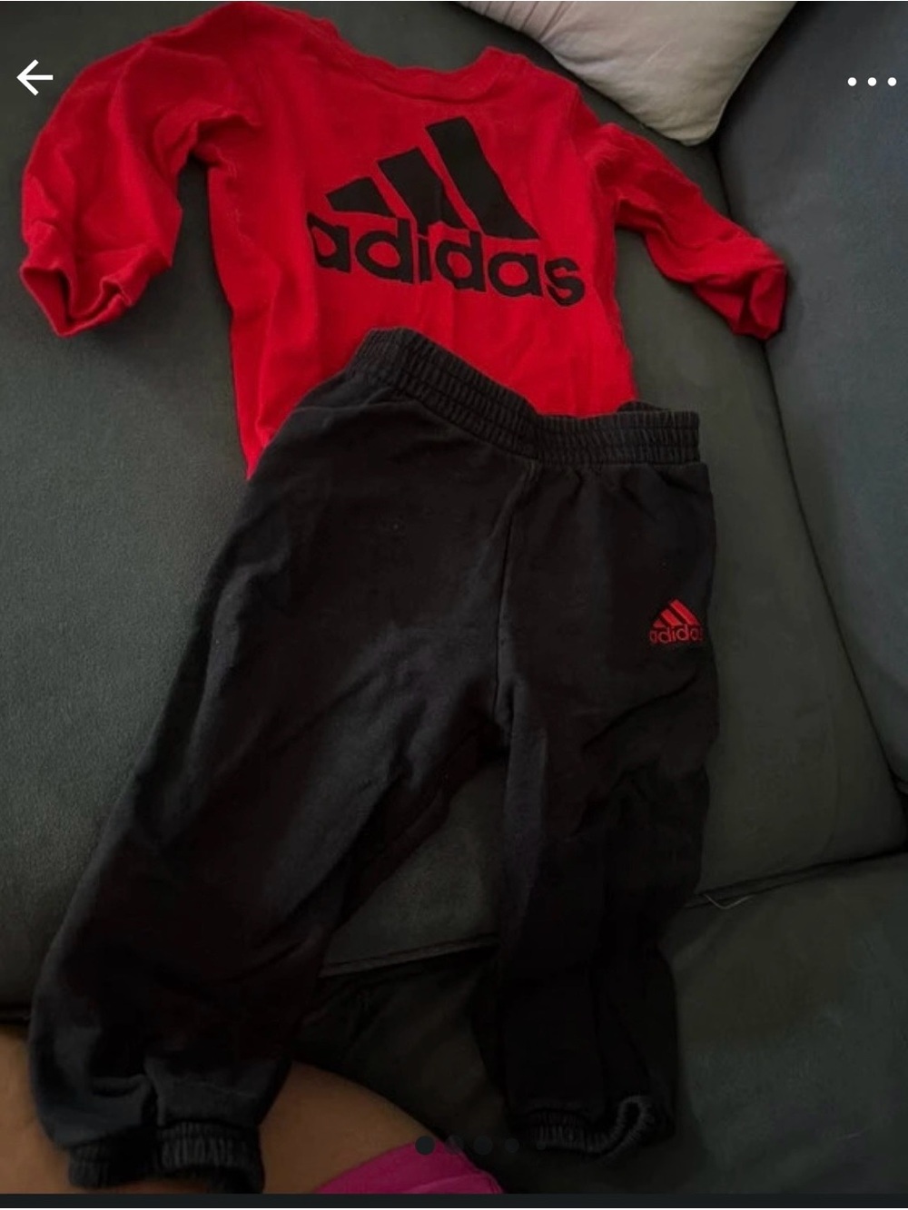adidas Black Kids Sweatpants with Red Logo